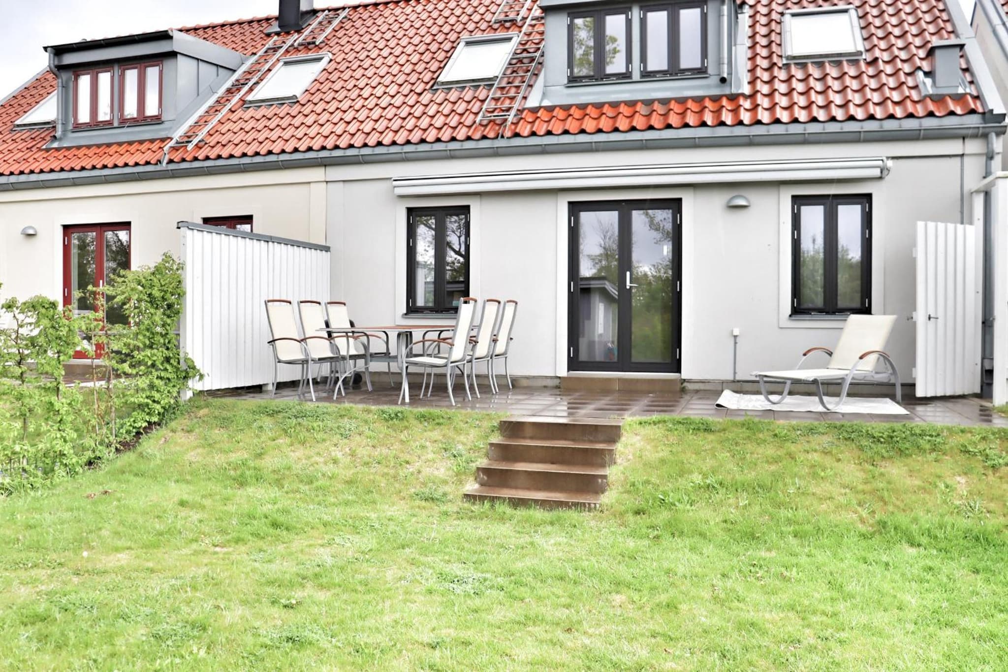 Terrace with Awning Pool & Tennis Fireplace
